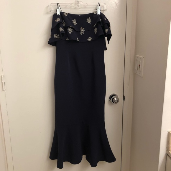 Cinq a Sept Eza Strapless Embroidered Ruffle Dress - Picture 5 of 8